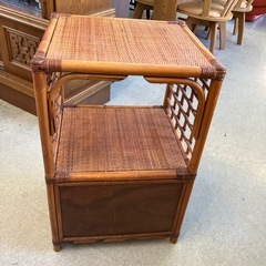 ☆値下げ☆K2509-302 昭和レトロ ラタンチェスト 引き出し2段 キズ汚れ有りの画像