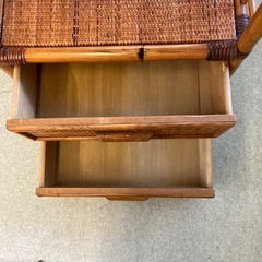 ☆値下げ☆K2509-302 昭和レトロ ラタンチェスト 引き出し2段 キズ汚れ有りの画像