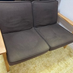 無印良品　2人掛けソファ　ブラウンの画像