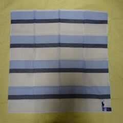 ( E-40 )POLO RALPH LAUREN ポロラルフローレン ハンカチーフ オーブ刺繍 ブルー ホワイト 未使用 長期保管品の画像