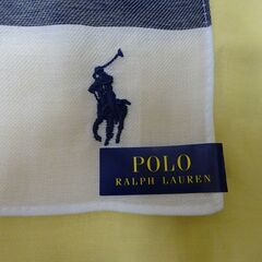 ( E-40 )POLO RALPH LAUREN ポロラルフローレン ハンカチーフ オーブ刺繍 ブルー ホワイト 未使用 長期保管品の画像