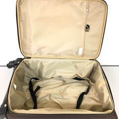 ss7877　RIMINI ソフトキャリーケース ブラウン 南京錠付き 4輪 リミニ スーツケース 茶 ジッパー式 ナイロン 旅行鞄 キャリーバッグ 出張 トラベル キャリーケース 中古の画像