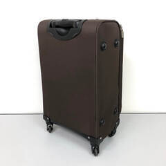 ss7877　RIMINI ソフトキャリーケース ブラウン 南京錠付き 4輪 リミニ スーツケース 茶 ジッパー式 ナイロン 旅行鞄 キャリーバッグ 出張 トラベル キャリーケース 中古の画像