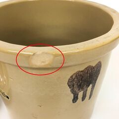 ss7880　久松窯 飲食物容器 3号 漬物容器 切立 陶器製 蓋付き 保存容器 薄茶 瓶 つぼ かめ つけもの 梅干し ぬか漬け 漬け物容器 中古の画像