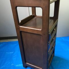 木製 ４段引き出し付き電話台　 メーカー／karimoku　横幅35㎝×高さ80.5cm×奥行31㎝の画像