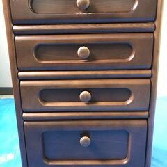 木製 ４段引き出し付き電話台　 メーカー／karimoku　横幅35㎝×高さ80.5cm×奥行31㎝の画像