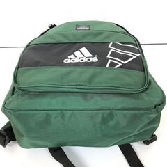 ss7883　addidas リュックサック グリーン 無地 ロゴ アディダス ナイロン デイパック リュック 深緑 バッグ かばん Y2K リュックサック 中古の画像