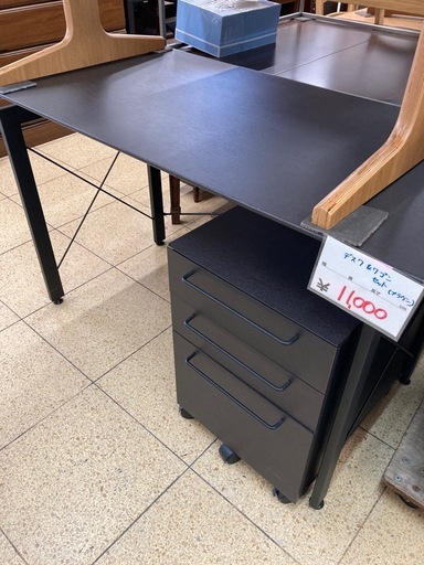 リユースマン倉敷、デスク&ワゴンセット、ブラウン