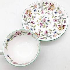 ss7891　ミントン カップ＆ソーサー 6客セット ハドンホール MINTON HADDON HALL C/S 洋食器 陶磁器 コレクション 白地 花柄 ティーカップ 紅茶 コーヒー ミントン 中古の画像