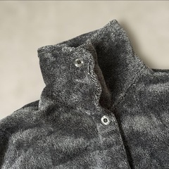 美品 ボアフリースジャケット ルームウェア アウター もこもこ ブラック黒系 部屋着裏起毛Mサイズ の画像