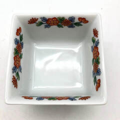 ss7907　 庫山窯 角小鉢揃 錦六方割 5個セット 共箱入 赤絵 煮物鉢 取り鉢 スクエア レトロ 華やか 美濃焼 前畑陶器 和食器 小鉢セット 未使用品の画像