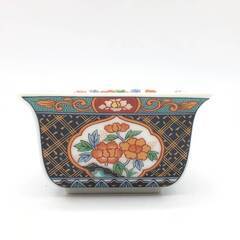 ss7907　 庫山窯 角小鉢揃 錦六方割 5個セット 共箱入 赤絵 煮物鉢 取り鉢 スクエア レトロ 華やか 美濃焼 前畑陶器 和食器 小鉢セット 未使用品の画像