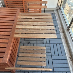 屋外用　　ウッドテーブル　椅子セットの画像