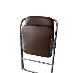 折りたたみ椅子 2脚セット ブラウン スチールフレームの画像