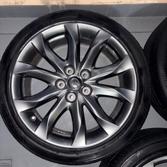 最終値下げ‼️大特価‼️ガリ傷なし‼️マツダアクセラスポーツBMホイール7J 18インチ　114.3 5穴　タイヤ215 45 18インチ　4本セットの画像