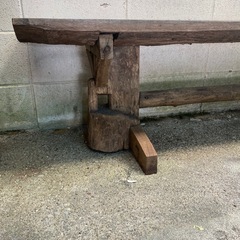 流木ベンチ　ガーデニングの画像