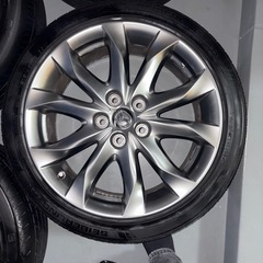 最終値下げ‼️大特価‼️ガリ傷なし‼️マツダアクセラスポーツBMホイール7J 18インチ　114.3 5穴　タイヤ215 45 18インチ　4本セットの画像