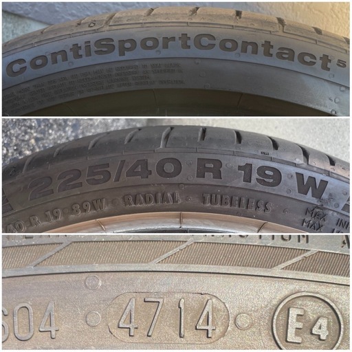 コンチネンタ　ContiSportContact5 225/40R19 4本