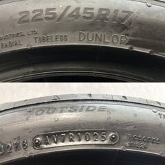 【走行短め】DUNLOP SPORT MAXX LUX SILENT CORE 225/45R17 17インチ 夏タイヤ 4本 25年製 吸音スポンジ サイレントコア　(MTF179)クレジットカード QRコード決済可能の画像