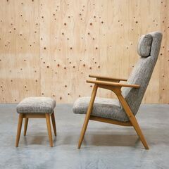 ≪zyt2585ジ≫ unico/ウニコ HESTA/へスタ ラウンジチェア＋オットマン パーソナルチェア/北欧/おしゃれ/オーク材/1人掛けソファ/中古家具/宮城県仙台市 071119-03の画像