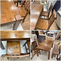 【配送設置無料】ベンチ型シート付 ダイニングテーブルセット 椅子2脚（日時指定可能）の画像