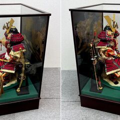 【・税込み】五月人形 紫峰作 子供大将 10号 オルゴール内蔵 ガラスケース入り 端午の節句 飾り H71×W55.5×D33cm【PayPay使えます】の画像