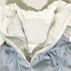 美品　90-100 虹レインボー刺繍　あったか裏起毛　ワンピース　重ね着風の画像