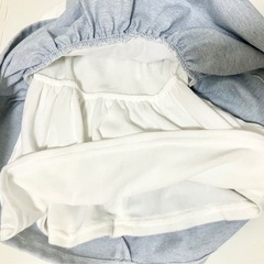 美品　90-100 虹レインボー刺繍　あったか裏起毛　ワンピース　重ね着風の画像