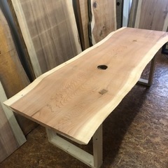 激安 新品 一枚板ダイニングテーブル 高さ 長さ変更可能 近場配送無料☆の画像