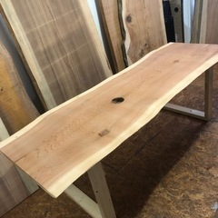 激安 新品 一枚板ダイニングテーブル 高さ 長さ変更可能 近場配送無料☆の画像