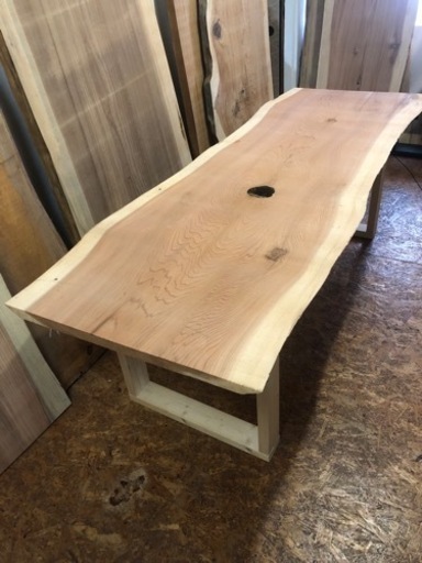 激安 新品 一枚板ダイニングテーブル 高さ 長さ変更可能 近場配送無料☆