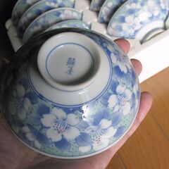 中古【茶わん１０客 有田焼 睦美窯 花柄】長期保管の未使用品の画像