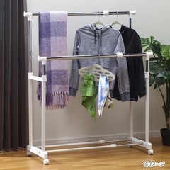 左右伸縮ワンタッチパイプハンガーダブルの画像