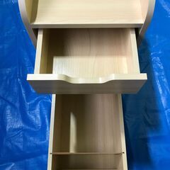 キャスター付き木目机下収納カート　引出し付き付き　机下収納　横幅30㎝×高さ59.5㎝×奥行45㎝　の画像