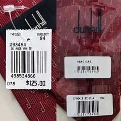 未使用ダンヒルdunhillネクタイ レギュラータイred レッド赤色系モザイク柄 ロゴ シグネチャー 長さ　約144センチ 大剣幅　約9センチ袋製品タグメンズmen’s男性用紳士 ユニセックス男女兼用の画像