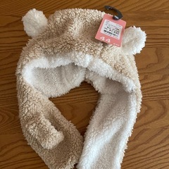 【新品タグ有り】あったかくま帽子兼マフラー^_の画像
