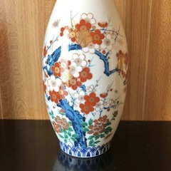 九谷焼　正峰　花瓶　源平咲　高さ31cm   の画像