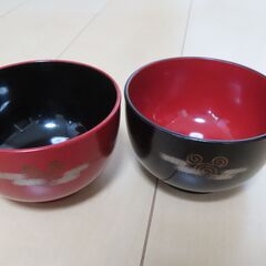 ディズニー　汁椀　赤黒２点セットの画像
