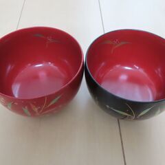 輪島塗　汁椀　赤黒２点セットの画像