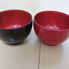 輪島塗　汁椀　赤黒２点セットの画像