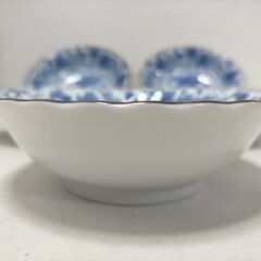 美濃焼 藤峰窯 取り皿 小鉢 小皿 5枚セット 青絵 和食器 磁器 来客用 食卓 菊青海波 染付 未使用 保管品　251120-3Tの画像
