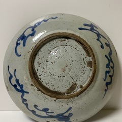 呉須染付牡丹鳳凰文大平鉢 大盤 大皿 明末～清初 径30cm 時代箱　骨董品の画像