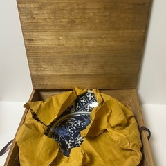 呉須染付牡丹鳳凰文大平鉢 大盤 大皿 明末～清初 径30cm 時代箱　骨董品の画像