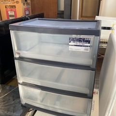 収納ケース　青　三段　中古の画像