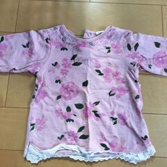 80サイズ　長袖カットソーロンパース　女の子の画像