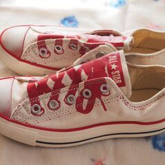 Converse ALL STAR 白赤 ローカットスニーカー【未使用品】23cmの画像