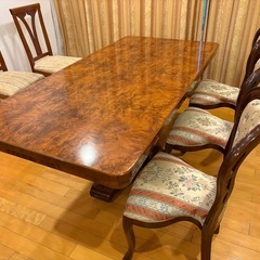 イタリア製 象嵌細工ダイニング　アンティークテーブルの画像