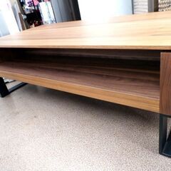 ニトリ センターテーブル ボストン2 ブラウン 天然木 幅120㎝ 収納付き ローテーブル 西岡店の画像