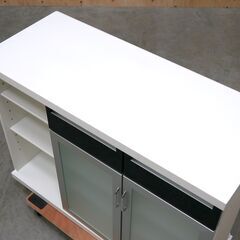 ≪zyt2586ジ≫ ニトリ 対面式キッチンカウンター/食器棚 幅120cm バーカウンター パース2 120 キッチンボード/シンプル/中古家具/宮城県仙台市 071113-03の画像