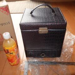 新品未使用 メイクボックス 小 ブラウン コスメボックス ケース ミラー 鏡 化粧 K02-32の画像